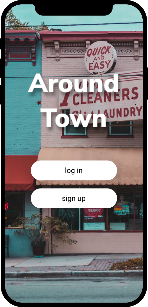 Around Town high-fidelity login screen